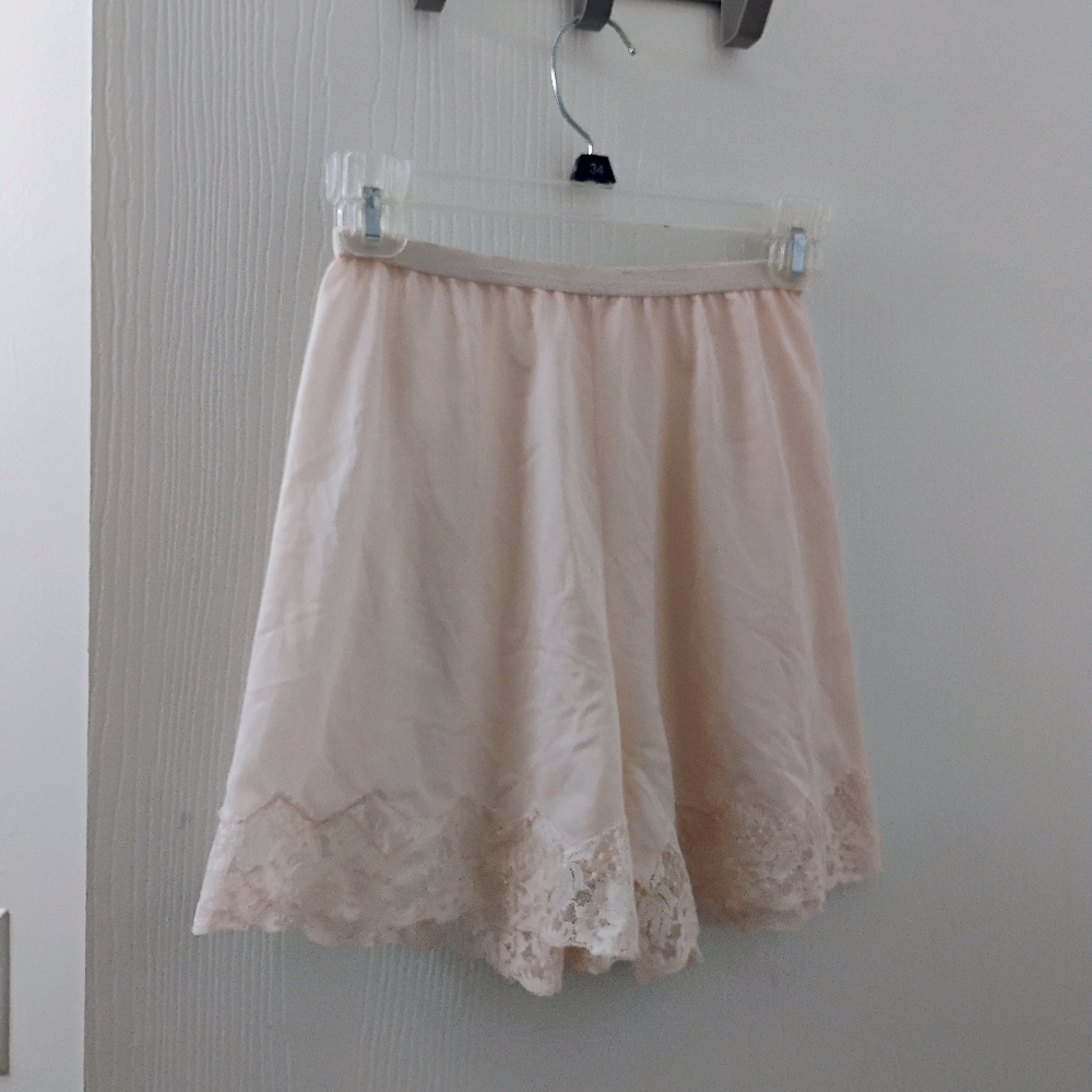 Vintage 70s 80s Pink Lace Lingerie High Waisted Shorts - Picture 1 of 8